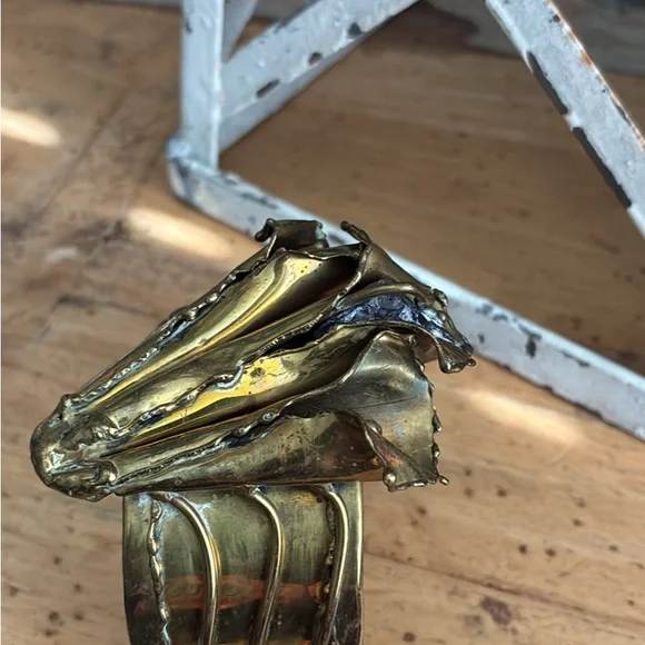 METAL ARTISAN MADE Sculptural Cuff Bracelet VINTAGE BRUTALIST STYLE FROM BRAZIL - Picture 4 of 5